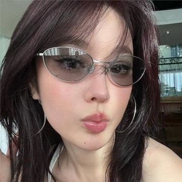 復古未來科技感金屬貓眼墨鏡女防紫外線凹造型太陽眼鏡男時尚質感