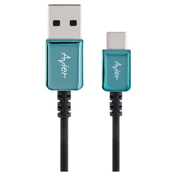 Avier CLASSIC USB A-USB C 高速充電傳輸線 30cm 滌綸編織線身  藍色  1個