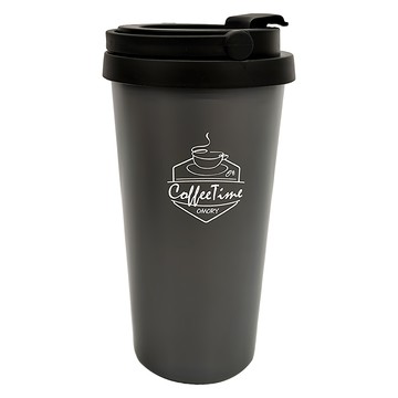 OMORY 304陶瓷塗層手提隨行杯 500mL  外鋼內陶瓷  保溫保冷  尊榮灰  1個