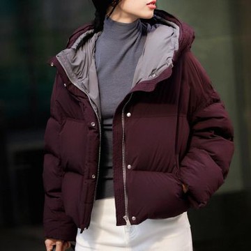 [巴黎精品] 現貨+預購 頂級真羽絨外套90%鵝絨羽絨衣秋冬外套保暖大碼休閒女裝-連帽紫色短款女外套a1lm22