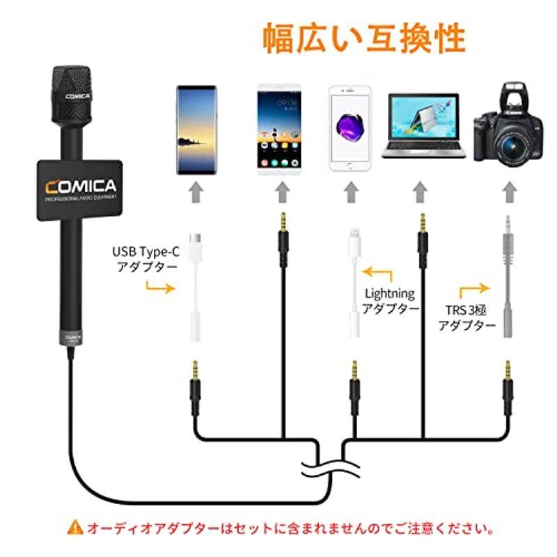 インタビューマイクCOMICA HRM-Sコンデンサーマイク スマートフォン用外付けマイク 全金属製 単一指向性ハンドヘルドマイクRepor