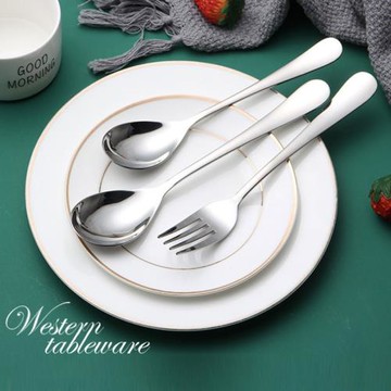 304不銹鋼吃飯勺子叉子家用兒童湯匙 調羹小號湯勺分餐勺喝湯勺