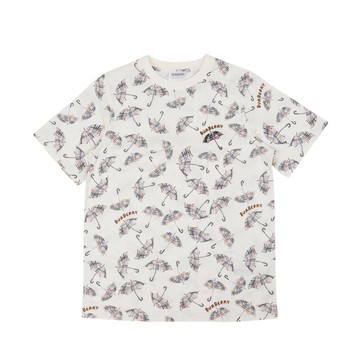 BURBERRY Kids 經典格紋雨傘滿版印花短袖 T-Shirt