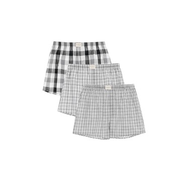 GIORDANO 男裝寬鬆四角褲(三件裝) - 63 灰白格紋