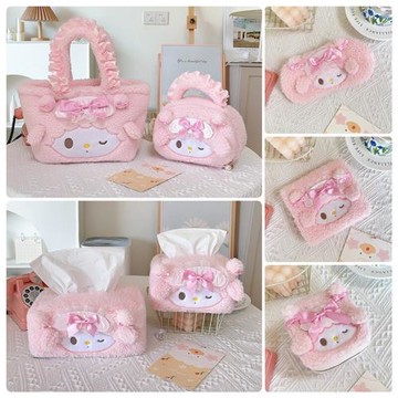 卡通可愛小羊手提包毛絨女生收納化妝包學生披肩午睡毯子連帽U枕