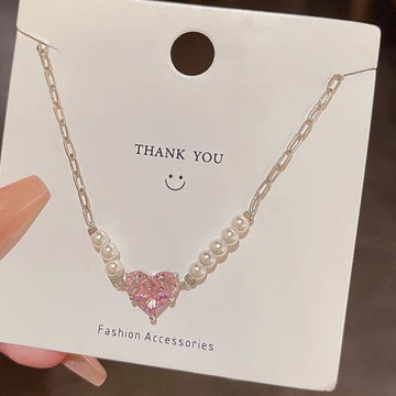 【ANGEL】甜美粉漾愛心珍珠手鍊(銀色)