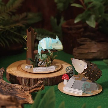 知音JEAN 紙風景 動物雷射材料包-變色龍/刺蝟