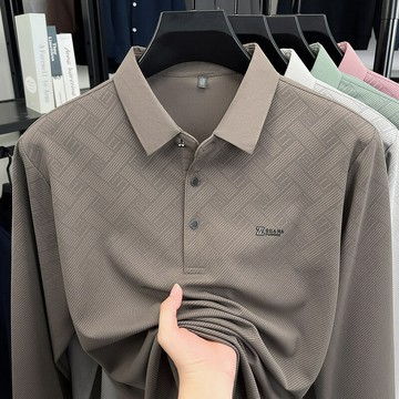 長袖男士Polo衫t恤彈力秋冬新款寬松印花潮流百搭翻領長袖t恤男鑫弘-衣錦男裝