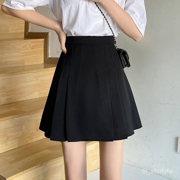 ARTA 大碼女裝黑色百褶裙女夏季新款高腰半身裙胖mm顯瘦a字短裙 百褶裙 小個子 半身裙 a字裙 學院風短裙 女生裙子