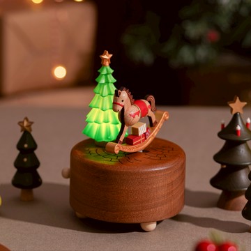 【聖誕木馬】發光搖擺音樂盒 音樂小夜燈．聖誕 Xmas Wooderful life｜知音文創