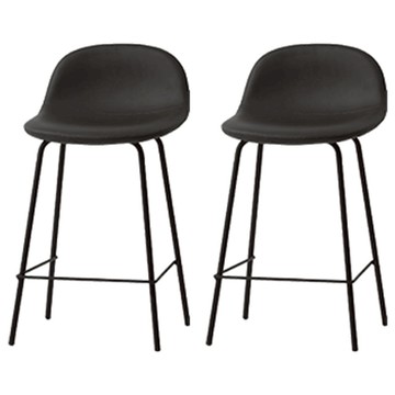 MH家居 皮革靠背吧台椅 70cm  2個  深灰色