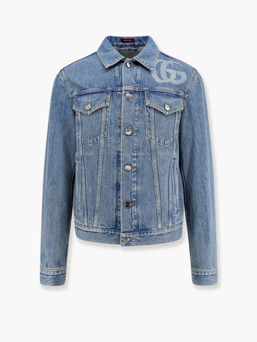 Denim jacket with lasered double g - GUCCI - gender_Man