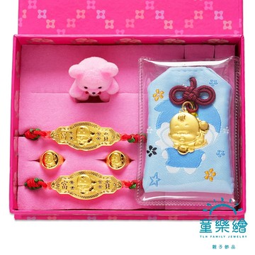 【快速出貨】【童樂繪金飾】小寶貝 黃金御守 平安健康禮盒5件組 重0.2錢 (彌月金飾 彌月禮)