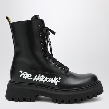 Black leather "For Walking" combat boots