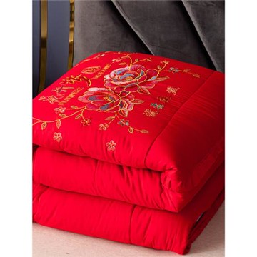純手工刺繡婚慶喜被子純棉結婚被芯陪嫁紅色婚被加厚保暖新婚棉被