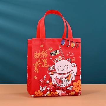 禮品袋  招財進寶不織布手提袋 購物袋 招財貓 八方來財不織布袋 不織布袋 無紡布覆膜  防水防油 外出小提袋 加厚提袋