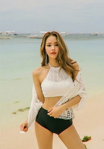 VEN削肩網面兩截式泳衣