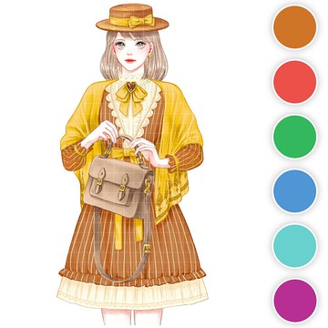 Shina (6色) 33 (honne market) 人物貼紙 浣熊女孩 黑色