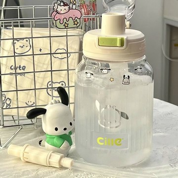 可愛水杯🎀 水杯大容量女生便攜塑料吸管大肚杯子夏季學生防摔水壺 大肚杯