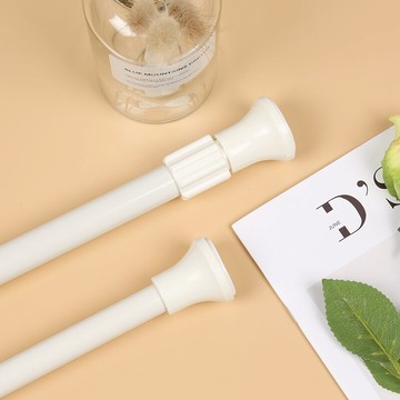 伸縮桿免打孔窗簾浴簾桿門簾半簾羅馬桿升縮支撐桿晾衣桿白色烤漆