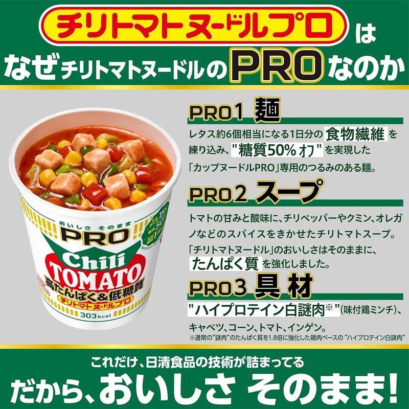 日清食品 カップヌードルPRO 高たんぱく低糖質 チリトマトヌードル 1日分の食物繊維入り カップ麺 79g×12個