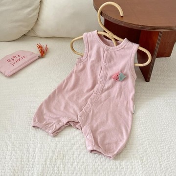 高雄出貨♥夏季男女寶寶背心連身衣服薄款嬰兒無袖哈衣爬服外出輕薄連身衣