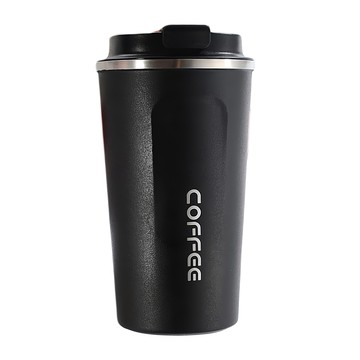 304翻蓋咖啡過濾保溫杯  180度掀蓋開啟不碰鼻  360度不漏水  食具用304不鏽鋼材質  顏色隨機  500ml  1個