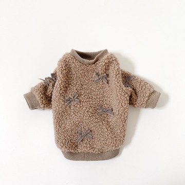狗狗衣服/蓬鬆貴賓犬絨緞帶上衣