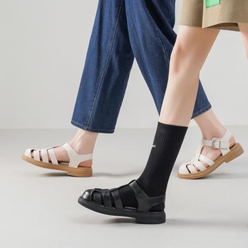 羅馬涼鞋女包頭2022年新款夏季厚底編織豬籠鞋韓系平底女鞋ins潮