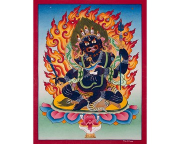 四臂大黑天唐卡绘画 力量与保护