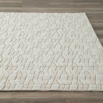 奧可利方磚緹花混羊毛地毯 160x230cm 米