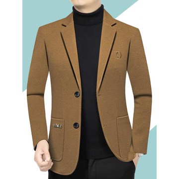 啄木鳥男士休閑西裝外套春秋2026新款中年高級感修身單件上衣西服