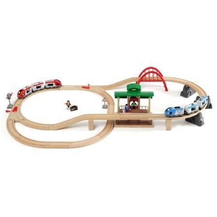 BRIO ブリオ 木製レール トラベルレールセット 電動列車 2階建て駅 木