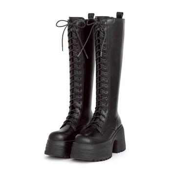 D+AF 舞力全開增高加厚底綁帶長靴