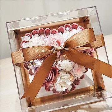 有錢花蛋糕(心形壓克力花盒)禮物/白色情人節/生日/母親節禮物