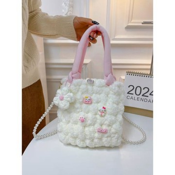 KT貓云朵包草莓熊手工編織包包diy毛線材料包成品自制禮物送女友