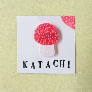 胸針 紅頂舞茸 蘑菇 毒菇 手繪 獨一無二