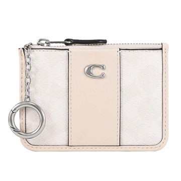 COACH CI185 金屬C LOGO經典印花證件鑰匙零錢包.米/白