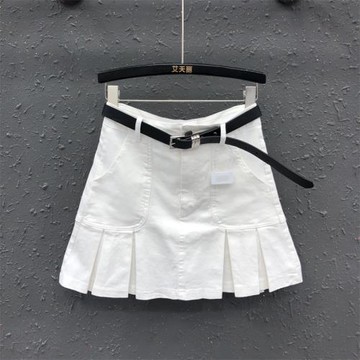 韓版氣質減齡白色牛仔半身裙女2025夏季新款小個子防走光a字短裙
