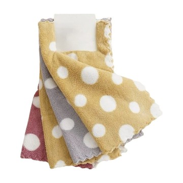 超柔軟吸水珊瑚絨波波點抹布 30 x 30cm  4條