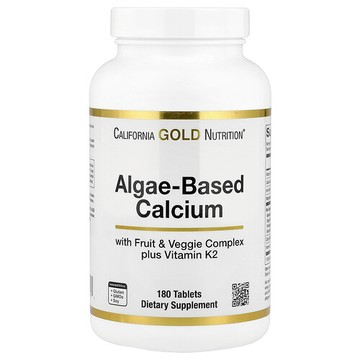 California Gold Nutrition, 藻類基鈣，含鈣、維生素 D3 和鎂，有機草莓、樹莓和藍莓味，180 片