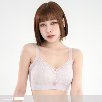 莫代爾無痕【D~F罩杯】無鋼圈 奶香花叢 蕾絲超薄透氣襯墊 包覆內衣 5173