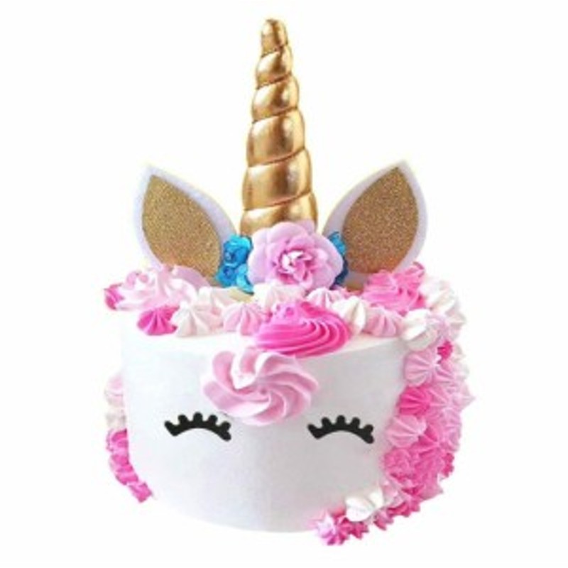 ユニコーン ケーキ飾りセット 手作り デコレーション お誕生日 結婚式 パーティ [並行輸入品] Unicorn Cake Topper with  Eyelashes LINEショッピング