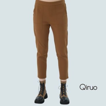 Qiruo 奇若秋冬專櫃咖啡色合身休閒褲7246C 合身長褲