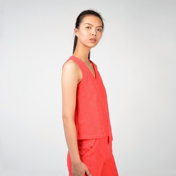 下擺不對稱無袖上衣