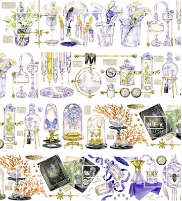 夢境收藏 復古ガロン瓶 水彩畫 PET 和紙膠帶 台灣製 10米卷