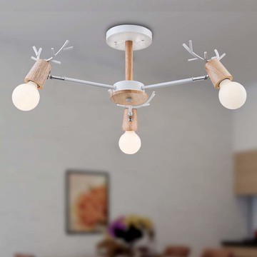 北歐風原木半吸頂燈 YP80-851-3