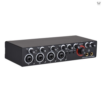 四路錄音聲卡免驅動音頻接口 4進4出USB聲卡 24-bit/192khz採樣率 適用於直播K歌專業錄音等 MD44