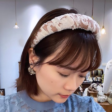 白蕾絲 好煩小姐 手作髮箍 厚髮箍