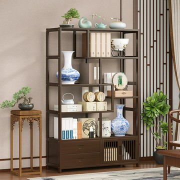 ??快速出貨?? 公司貨 新中式博古架茶葉架茶室茶具擺件展示架置物架多寶閣現代簡約架子